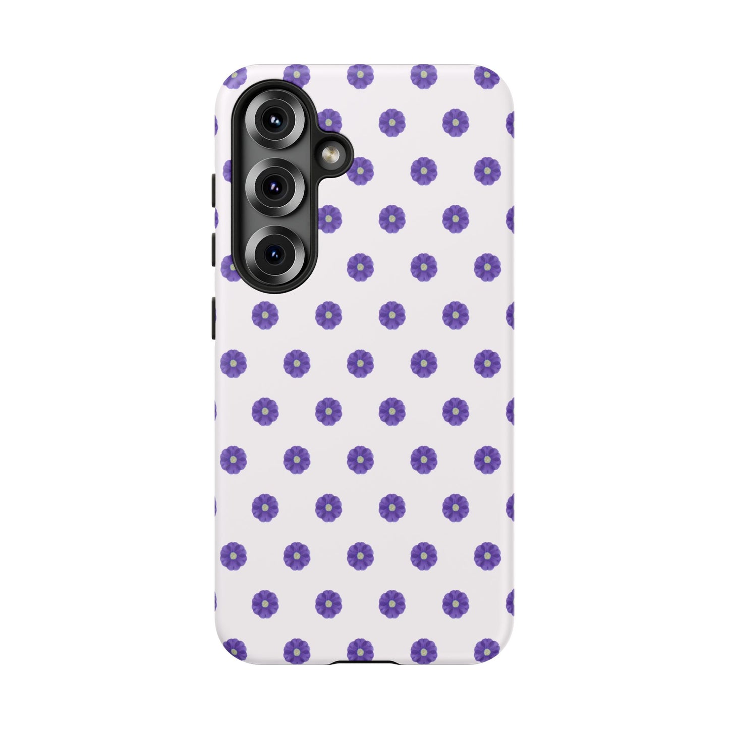 Coque Téléphone Samsung, iPhone & Google Pixel Renforcée Mate – Design Botanique Epuré Fleurs de Primevère sur Fond Blanc Perlé | Protection Antichoc | Idée Cadeau Femme