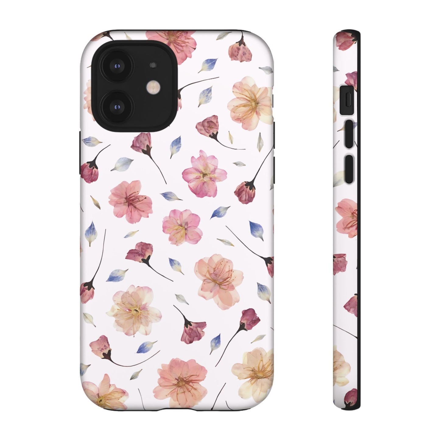 Coque Téléphone Samsung, iPhone & Google Pixel Renforcée Mate – Design Floral Fleurs de Cerisier sur Fond Blanc Poudré | Protection Antichoc | Idée Cadeau Femme
