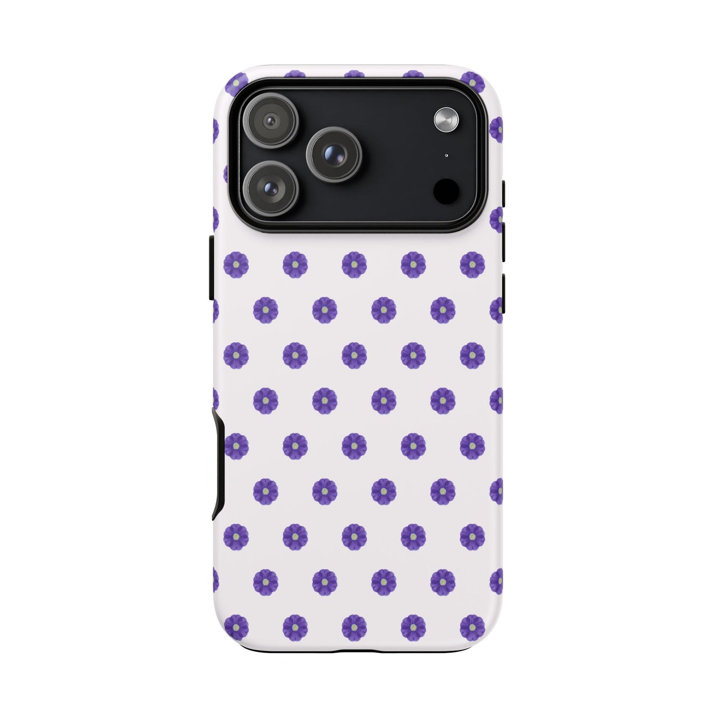 Coque Téléphone Samsung, iPhone & Google Pixel Renforcée Mate – Design Botanique Epuré Fleurs de Primevère sur Fond Blanc Perlé | Protection Antichoc | Idée Cadeau Femme