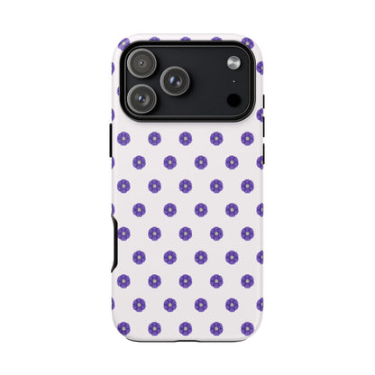 Coque Téléphone Samsung, iPhone & Google Pixel Renforcée Mate – Design Botanique Epuré Fleurs de Primevère sur Fond Blanc Perlé | Protection Antichoc | Idée Cadeau Femme