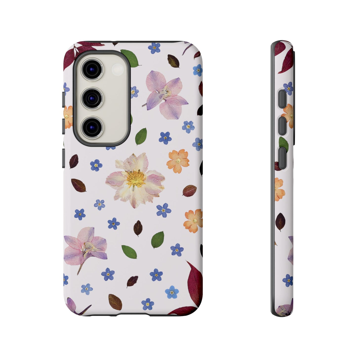 Coque Téléphone Samsung, iPhone & Google Pixel Renforcée Mate – Design Floral Féminin sur Fond Blanc Perlé | Protection Antichoc | Idée Cadeau Anniverssaire