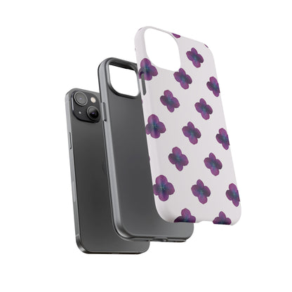 Coque Téléphone Samsung, iPhone & Google Pixel Renforcée Mate – Design Floral Epuré Fleurs de Hortensia sur Fond Blanc Perlé | Protection Antichoc | Idée Cadeau Anniversaire
