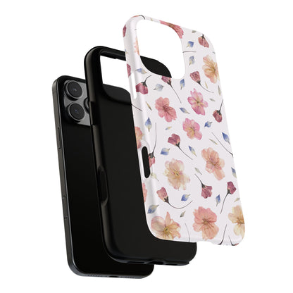 Coque Téléphone Samsung, iPhone & Google Pixel Renforcée Mate – Design Floral Fleurs de Cerisier sur Fond Blanc Poudré | Protection Antichoc | Idée Cadeau Femme