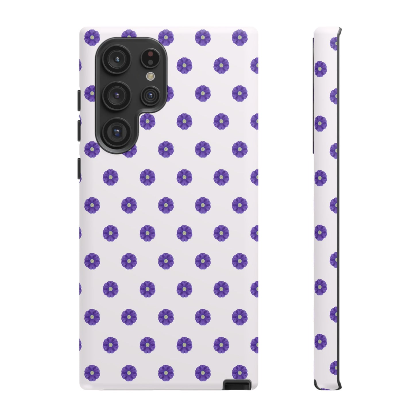 Coque Téléphone Samsung, iPhone & Google Pixel Renforcée Mate – Design Botanique Epuré Fleurs de Primevère sur Fond Blanc Perlé | Protection Antichoc | Idée Cadeau Femme