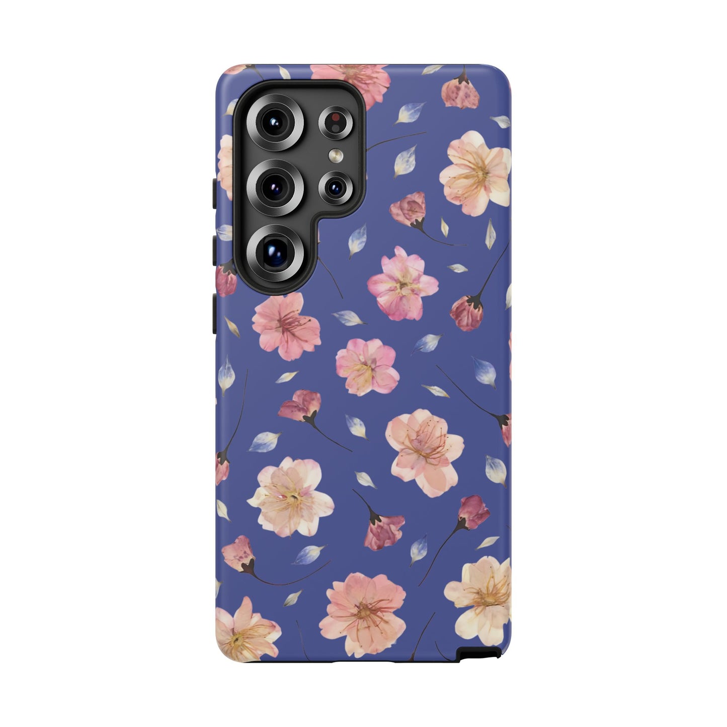 Coque Téléphone Samsung, iPhone & Google Pixel Renforcée Mate – Design Floral Fleurs de Cerisier sur Fond Bleu Encre | Protection Antichoc | Idée Cadeau Pour Elle