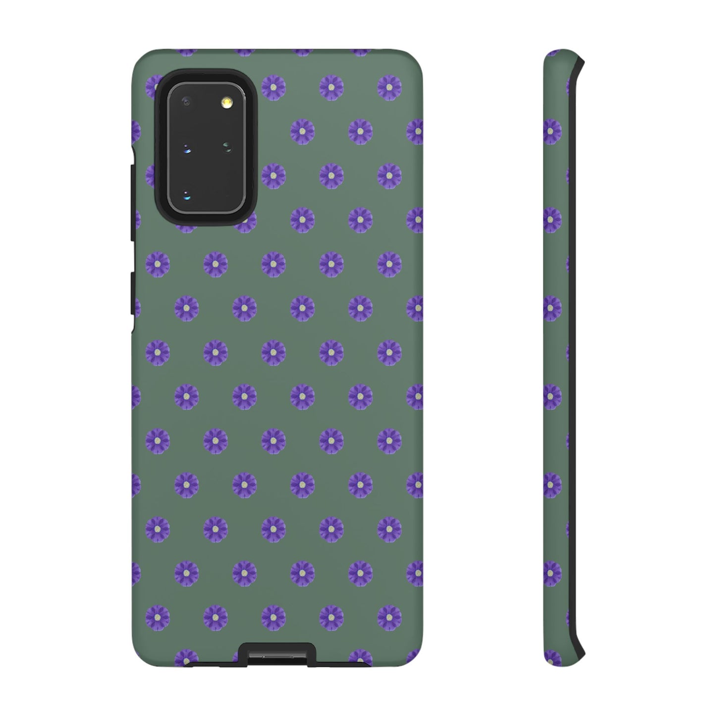 Coque Téléphone Samsung, iPhone & Google Pixel Renforcée Mate – Design Floral Epuré Fleurs de Primevère sur Fond Vert Minéral | Protection Antichoc | Idée Cadeau Femme
