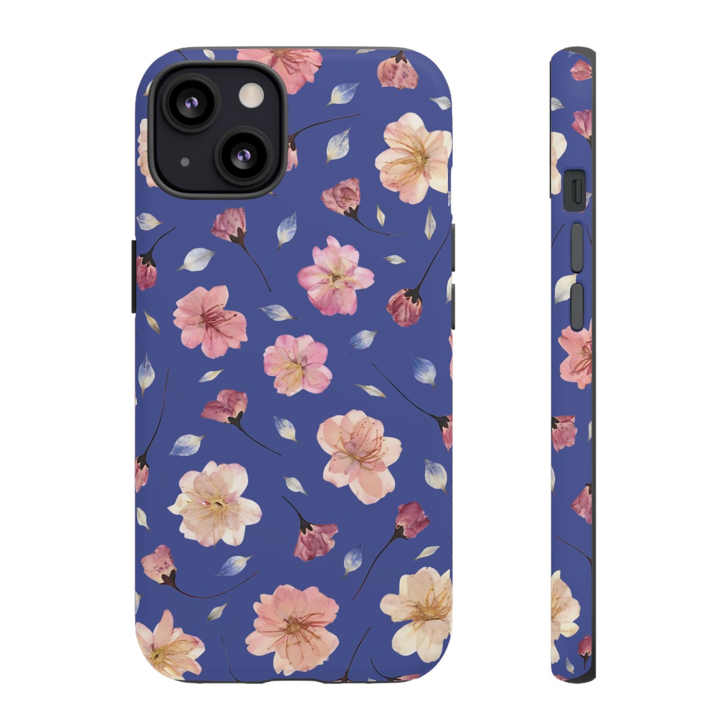 Coque Téléphone Samsung, iPhone & Google Pixel Renforcée Mate – Design Floral Fleurs de Cerisier sur Fond Bleu Encre | Protection Antichoc | Idée Cadeau Pour Elle