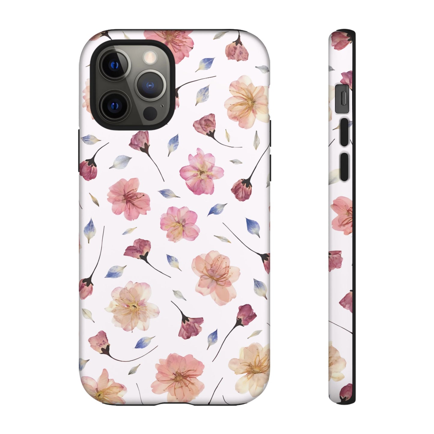 Coque Téléphone Samsung, iPhone & Google Pixel Renforcée Mate – Design Floral Fleurs de Cerisier sur Fond Blanc Poudré | Protection Antichoc | Idée Cadeau Femme