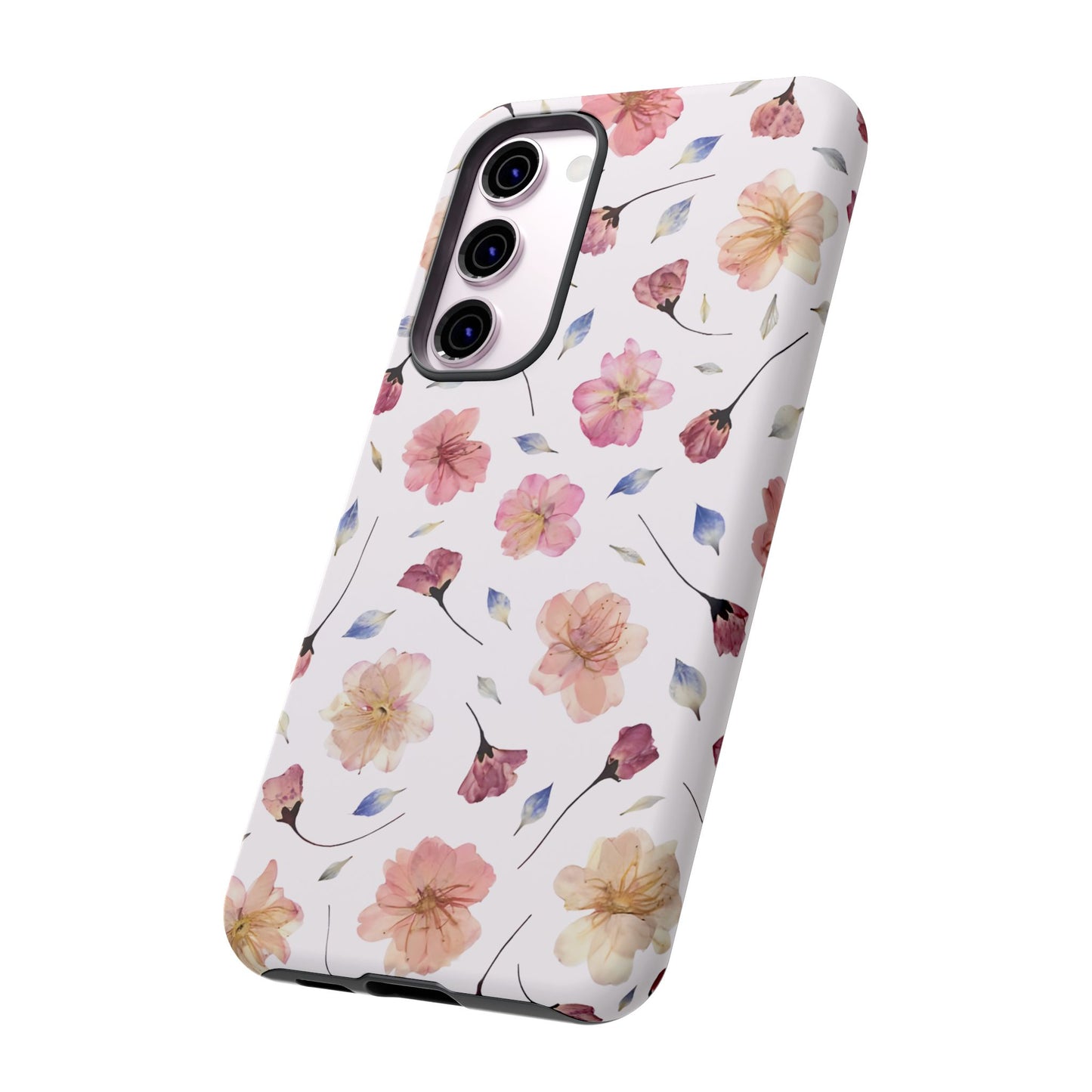 Coque Téléphone Samsung, iPhone & Google Pixel Renforcée Mate – Design Floral Fleurs de Cerisier sur Fond Blanc Poudré | Protection Antichoc | Idée Cadeau Femme