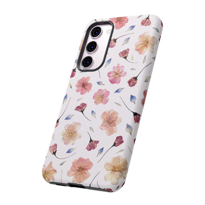 Coque Téléphone Samsung, iPhone & Google Pixel Renforcée Mate – Design Floral Fleurs de Cerisier sur Fond Blanc Poudré | Protection Antichoc | Idée Cadeau Femme