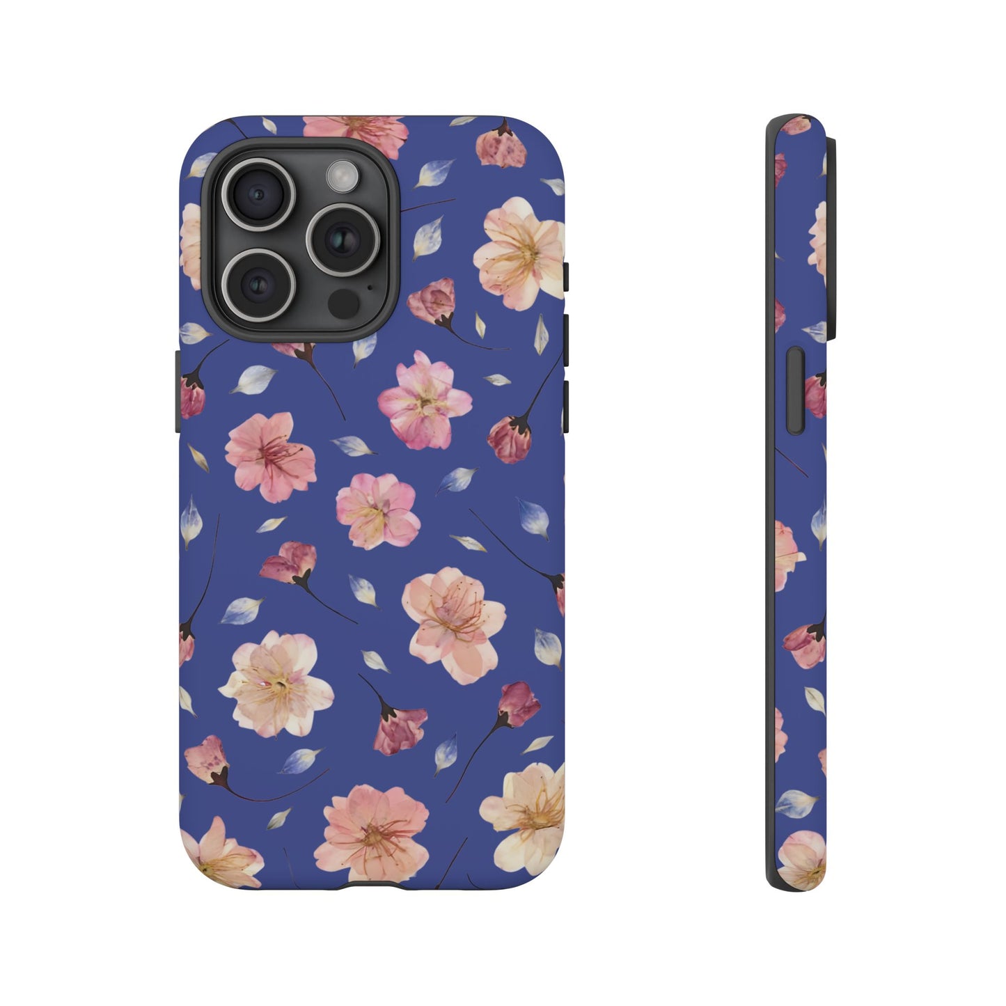 Coque Téléphone Samsung, iPhone & Google Pixel Renforcée Mate – Design Floral Fleurs de Cerisier sur Fond Bleu Encre | Protection Antichoc | Idée Cadeau Pour Elle