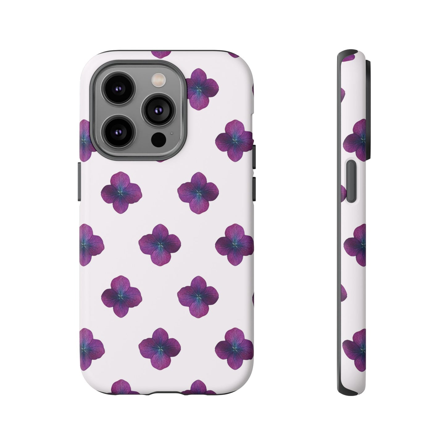 Coque Téléphone Samsung, iPhone & Google Pixel Renforcée Mate – Design Floral Epuré Fleurs de Hortensia sur Fond Blanc Perlé | Protection Antichoc | Idée Cadeau Anniversaire