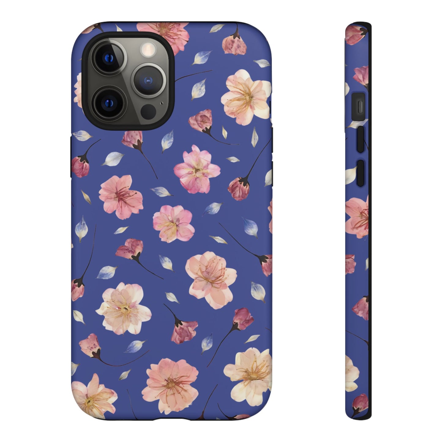 Coque Téléphone Samsung, iPhone & Google Pixel Renforcée Mate – Design Floral Fleurs de Cerisier sur Fond Bleu Encre | Protection Antichoc | Idée Cadeau Pour Elle