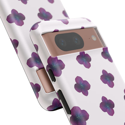 Coque Téléphone Samsung, iPhone & Google Pixel Renforcée Mate – Design Floral Epuré Fleurs de Hortensia sur Fond Blanc Perlé | Protection Antichoc | Idée Cadeau Anniversaire