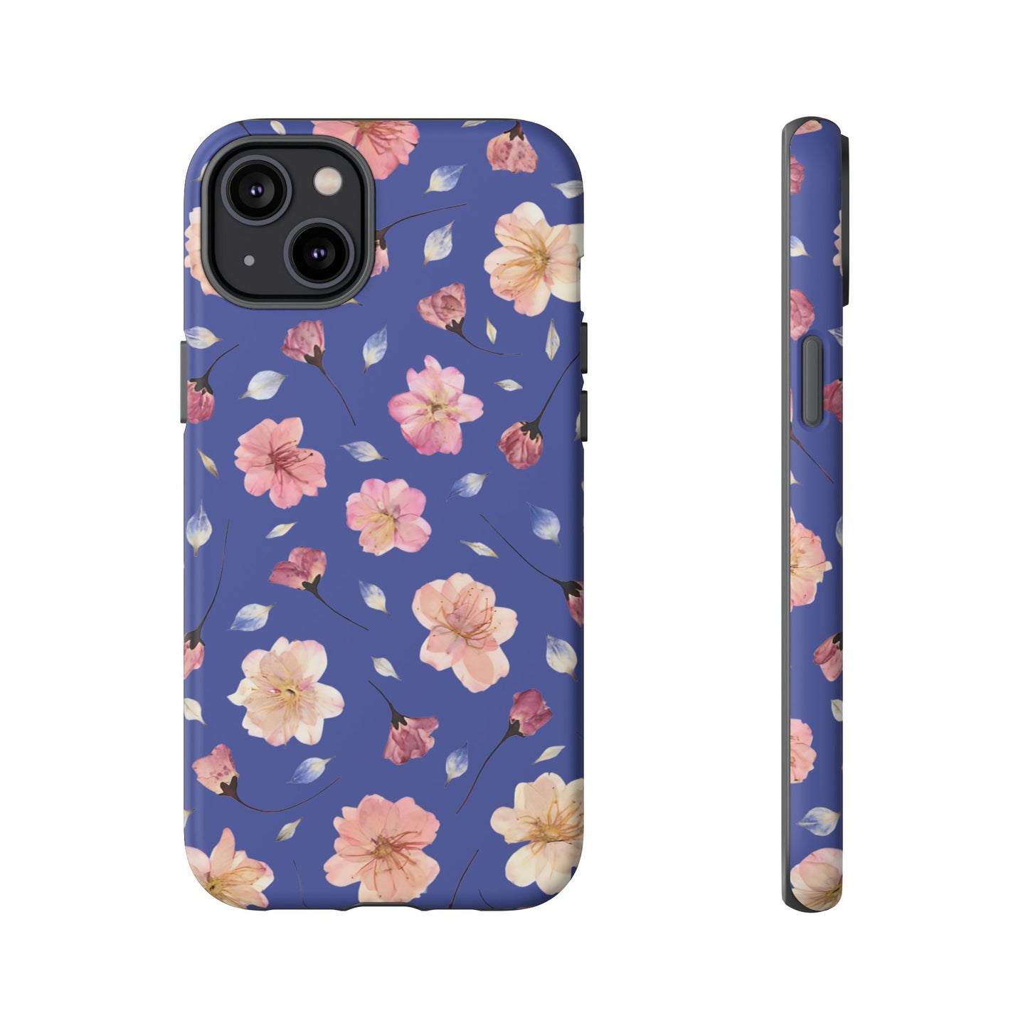 Coque Téléphone Samsung, iPhone & Google Pixel Renforcée Mate – Design Floral Fleurs de Cerisier sur Fond Bleu Encre | Protection Antichoc | Idée Cadeau Pour Elle