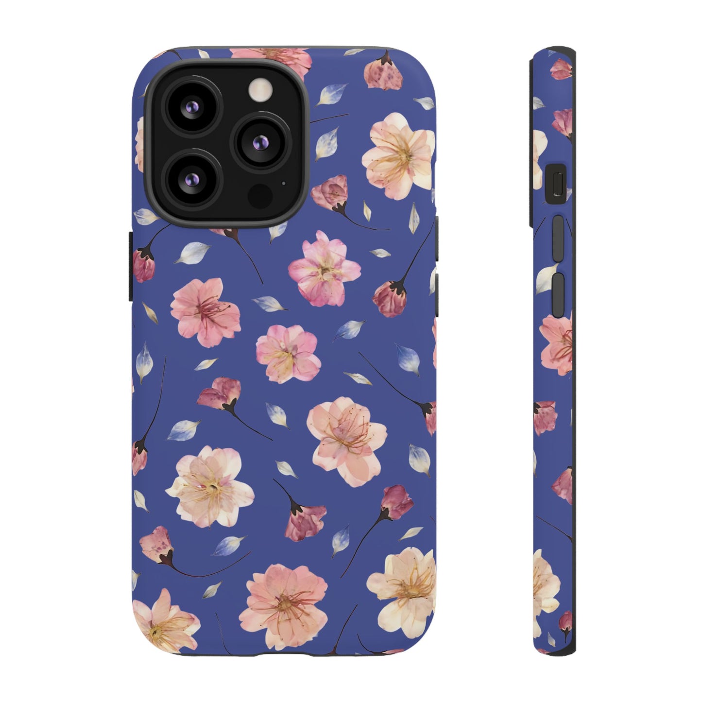Coque Téléphone Samsung, iPhone & Google Pixel Renforcée Mate – Design Floral Fleurs de Cerisier sur Fond Bleu Encre | Protection Antichoc | Idée Cadeau Pour Elle