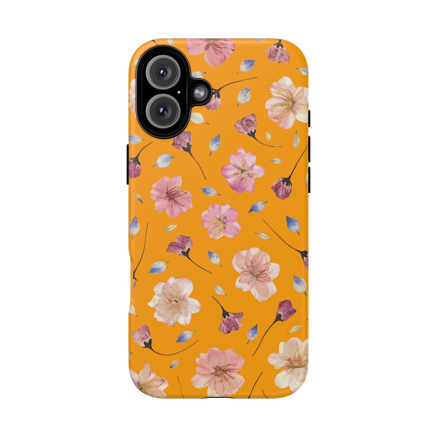 Coque Téléphone Samsung, iPhone & Google Pixel Renforcée Mate – Design Floral Fleurs de Cerisier sur Fond Couleur Curcuma| Protection Antichoc | Idée Cadeau Femme