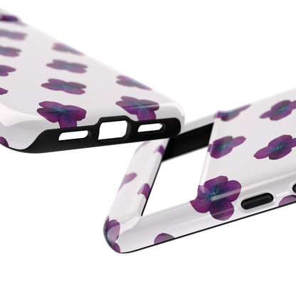 Coque Téléphone Samsung, iPhone & Google Pixel Renforcée Mate – Design Floral Epuré Fleurs de Hortensia sur Fond Blanc Perlé | Protection Antichoc | Idée Cadeau Anniversaire