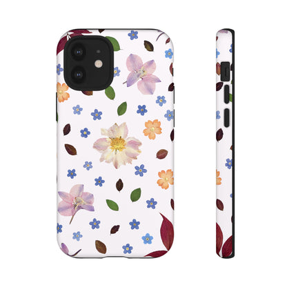 Coque Téléphone Samsung, iPhone & Google Pixel Renforcée Mate – Design Floral Féminin sur Fond Blanc Perlé | Protection Antichoc | Idée Cadeau Anniverssaire