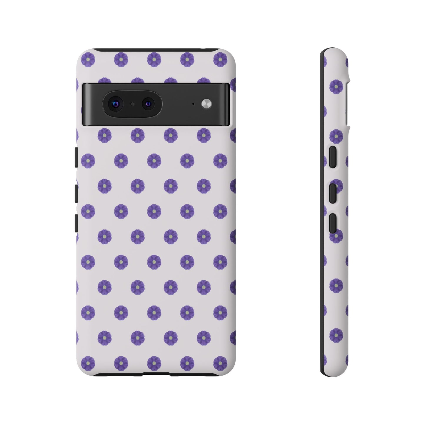 Coque Téléphone Samsung, iPhone & Google Pixel Renforcée Mate – Design Botanique Epuré Fleurs de Primevère sur Fond Blanc Perlé | Protection Antichoc | Idée Cadeau Femme